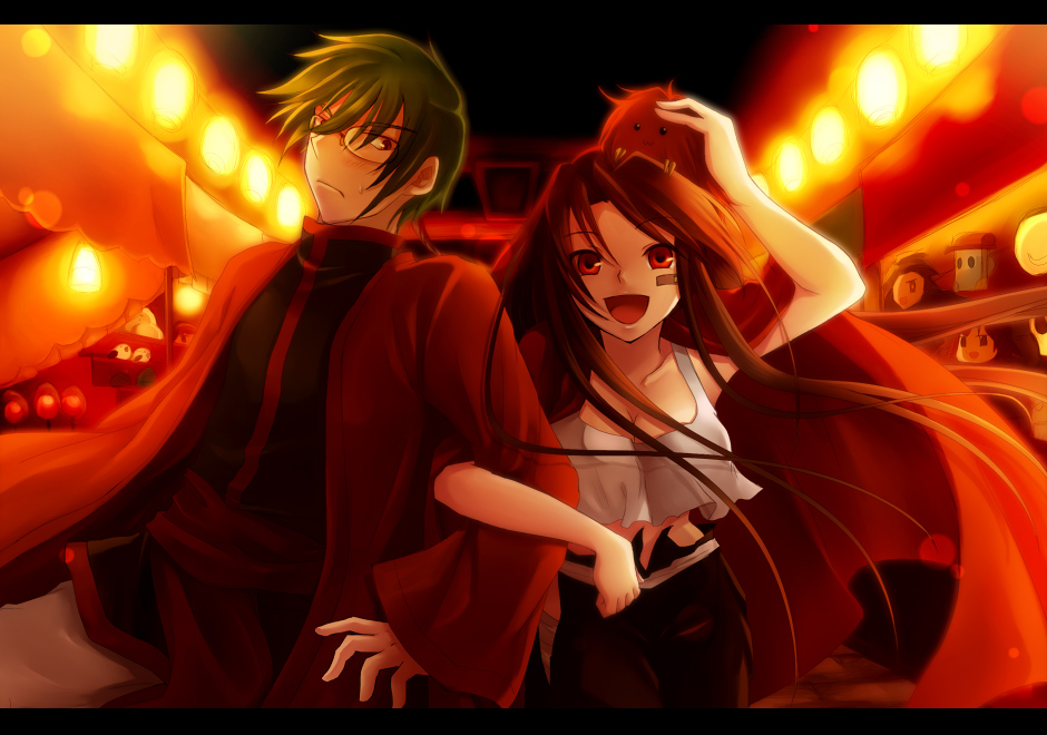 :3, akatsuhara_empire, arm_grab, artist_request, bandaid, black_hair, breasts, cape