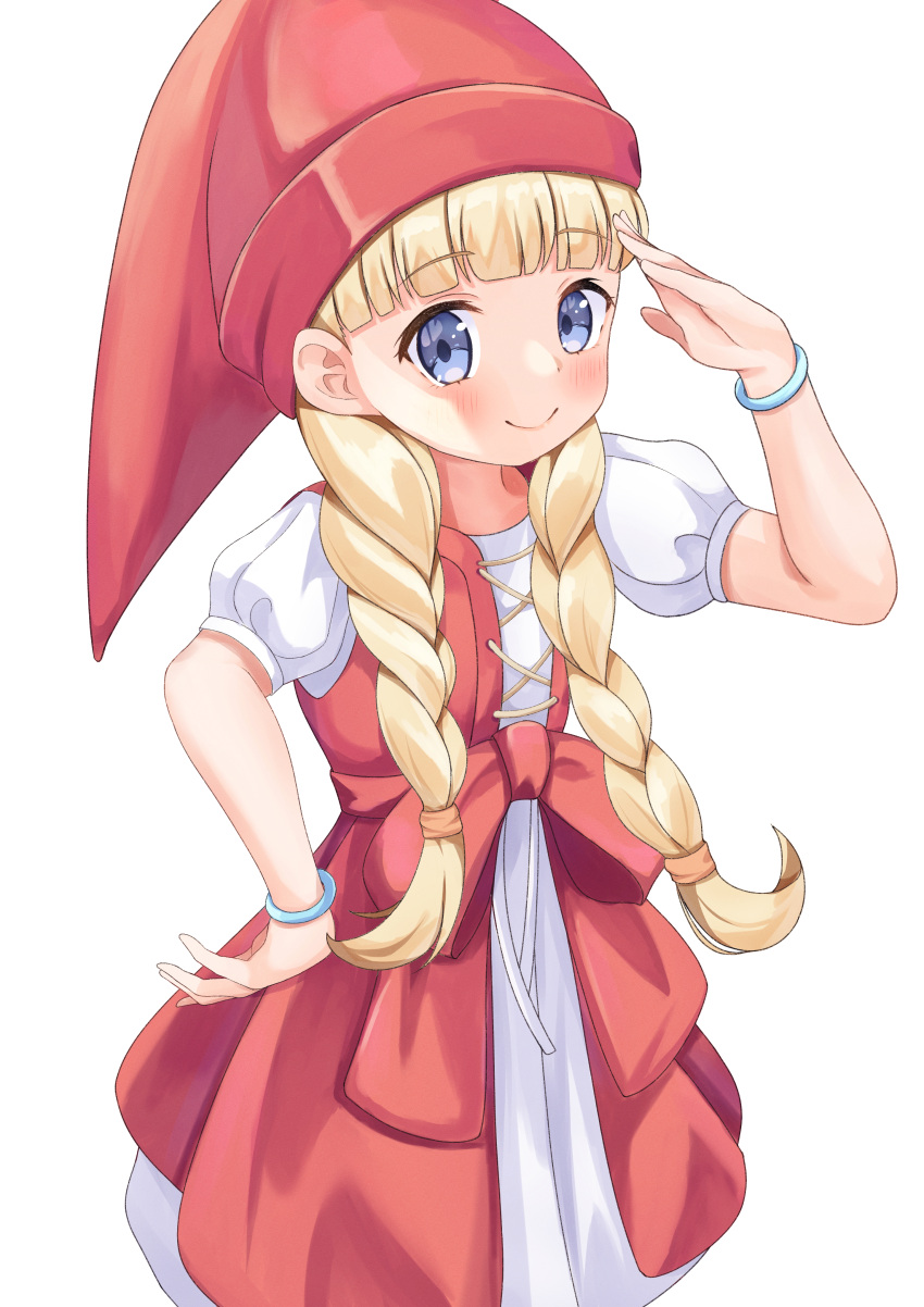 1girl, absurdres, blonde_hair, blue_eyes, blunt_bangs, bracelet, braid, dragon_quest