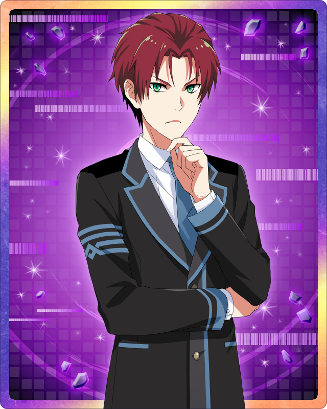 1boy, blue_necktie, finger_to_own_chin, fingernails, green_eyes, idolmaster, idolmaster_side-m, idolmaster_side-m_growing_stars