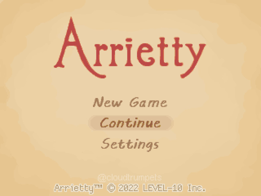 amour_(cloudtrumpets), dated, fake_screenshot, highres, karigurashi_no_arrietty, loading_screen, options, signature