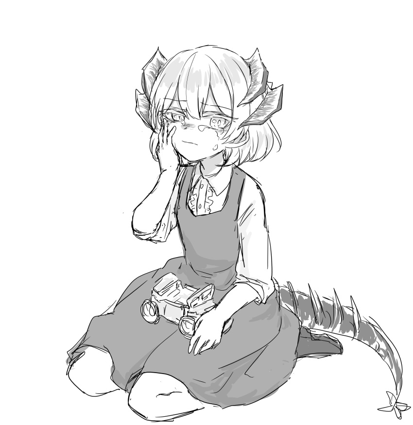 1girl, absurdres, aged_down, arknights, collared_shirt, crying, dragon_girl, dragon_horns