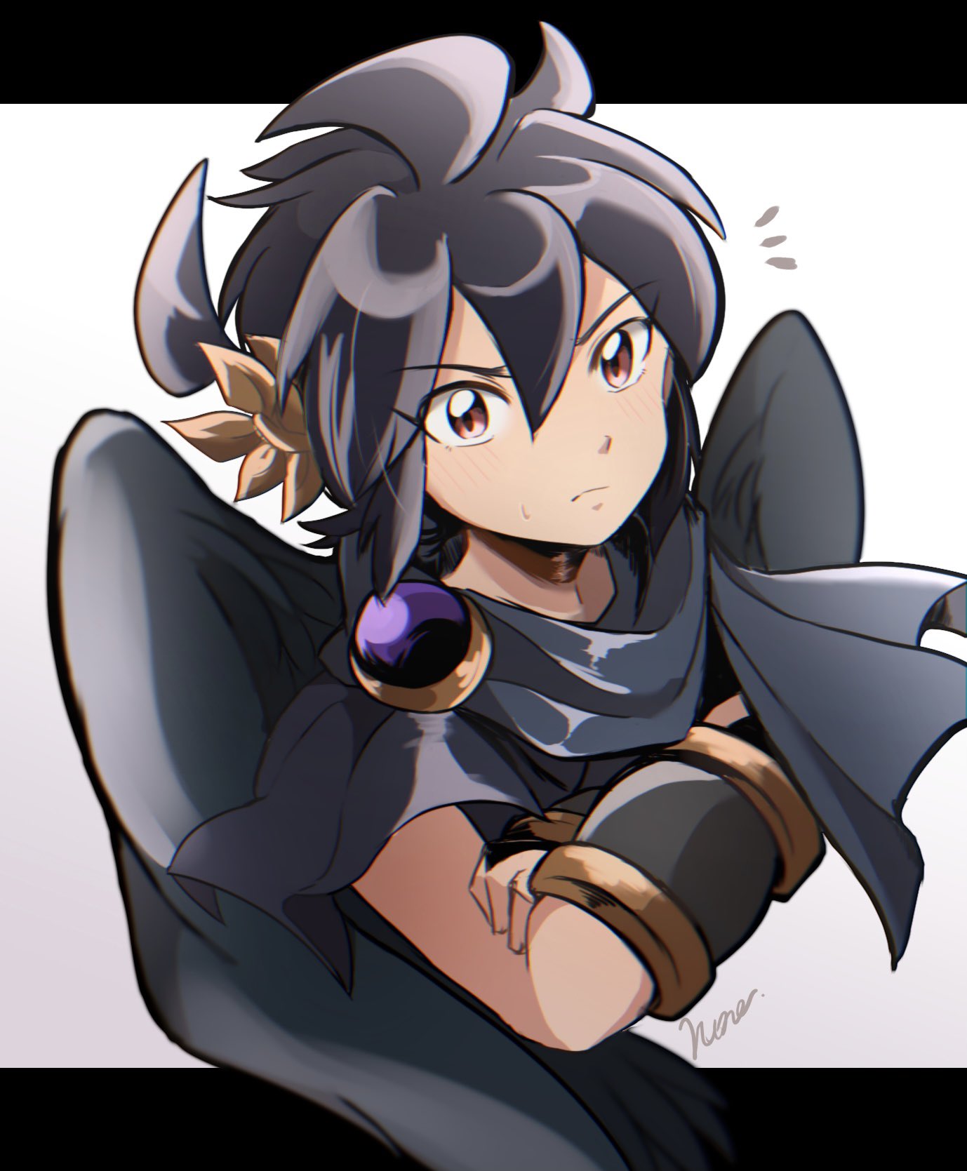 1boy, angel, angel_wings, armband, black_hair, crossed_arms, dark_pit, feathered_wings