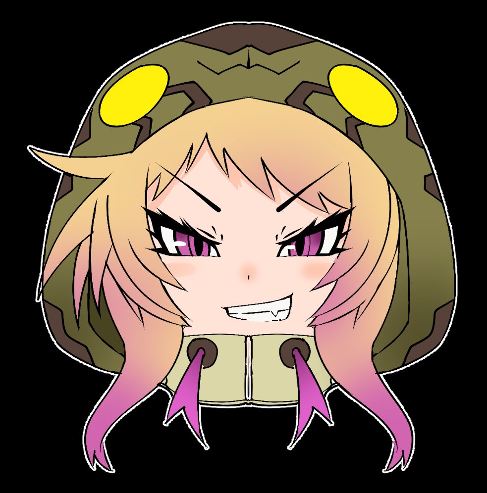 1girl, african_rock_python_(kemono_friends), animal_hood, animal_print, black_background, blonde_hair, drawstring, evil_grin