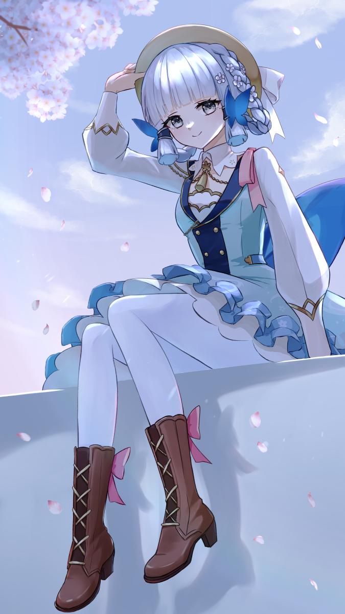 1girl, back_bow, blue_bow, blue_dress, blue_eyes, blue_hair, blunt_bangs, blunt_tresses