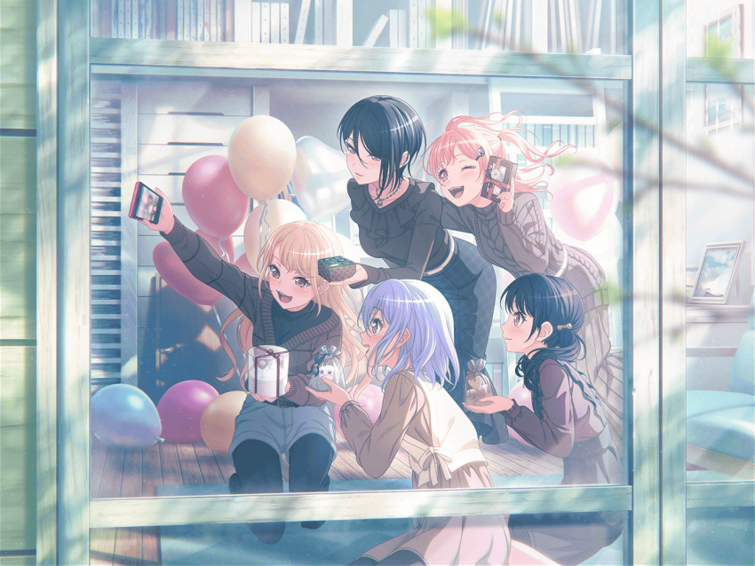 bang_dream!, black_eyes, black_hair, dress, futaba_tsukushi, hiromachi_nanami, kirigaya_touko, kurata_mashiro