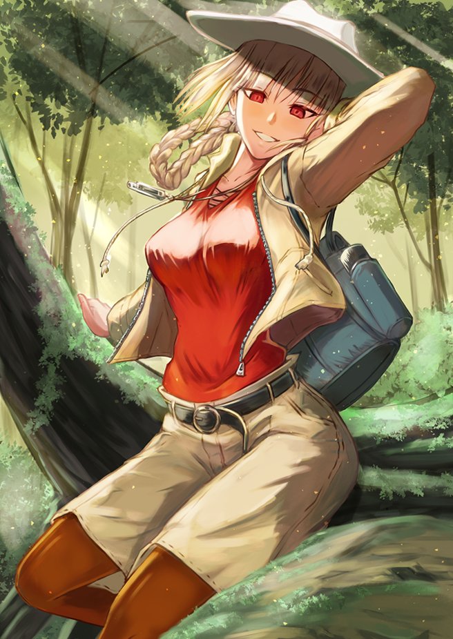 1girl, blush, braid, breasts, fate/grand_order, fate_(series), florence_nightingale_(fate), hat