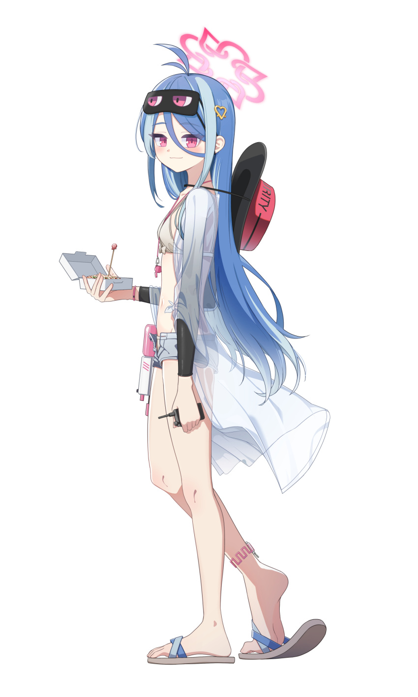 1girl, absurdres, alternate_costume, anklet, antenna_hair, bare_legs, bikini, bikini_top_only