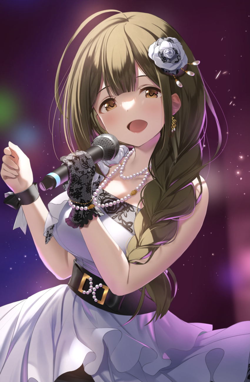 1girl, absurdres, ahoge, belt, black_belt, black_gloves, braid, breasts