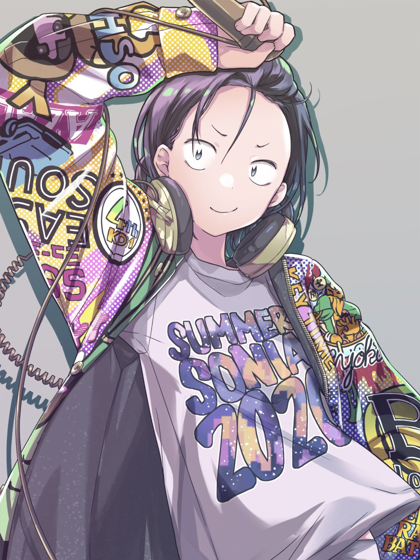 1boy, 2020, black_hair, blue_eyes, hekicha, highres, holding, holding_microphone