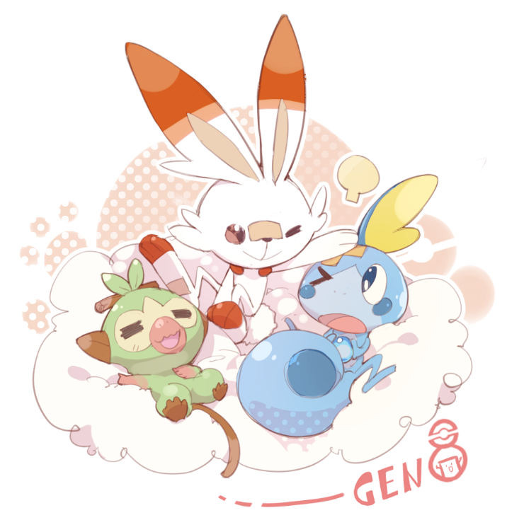 >_o, =_=, closed_mouth, clouds, grookey, hand_on_another's_head, linfi-muu, lying