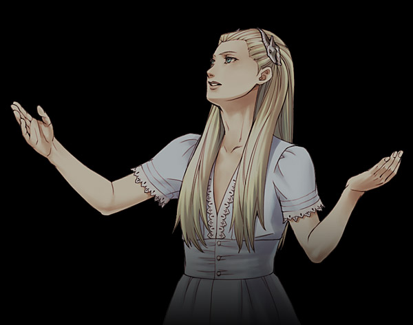 avoid, blue_eyes, dress, hair_ornament, hands, kobashi, louisa_ferre, lucifer