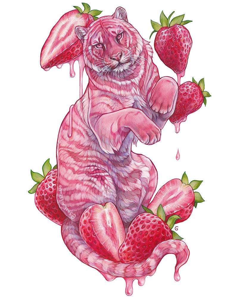 animal, artist_name, berry, food, fruit, no_humans, original, simple_background