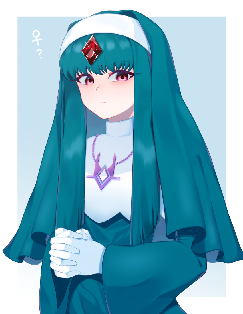 1other, ?, alternate_costume, commentary_request, eyelashes, gem, green_hair, hitotose9