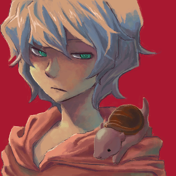 green_eyes, guame, hoodie, lolalol, lordgenome, lowres, multicolored_hair, oekaki