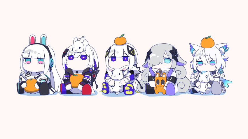 animal_on_head, biting, blue_eyes, bright_pupils, cevio, chibi, coko_(cevio), food