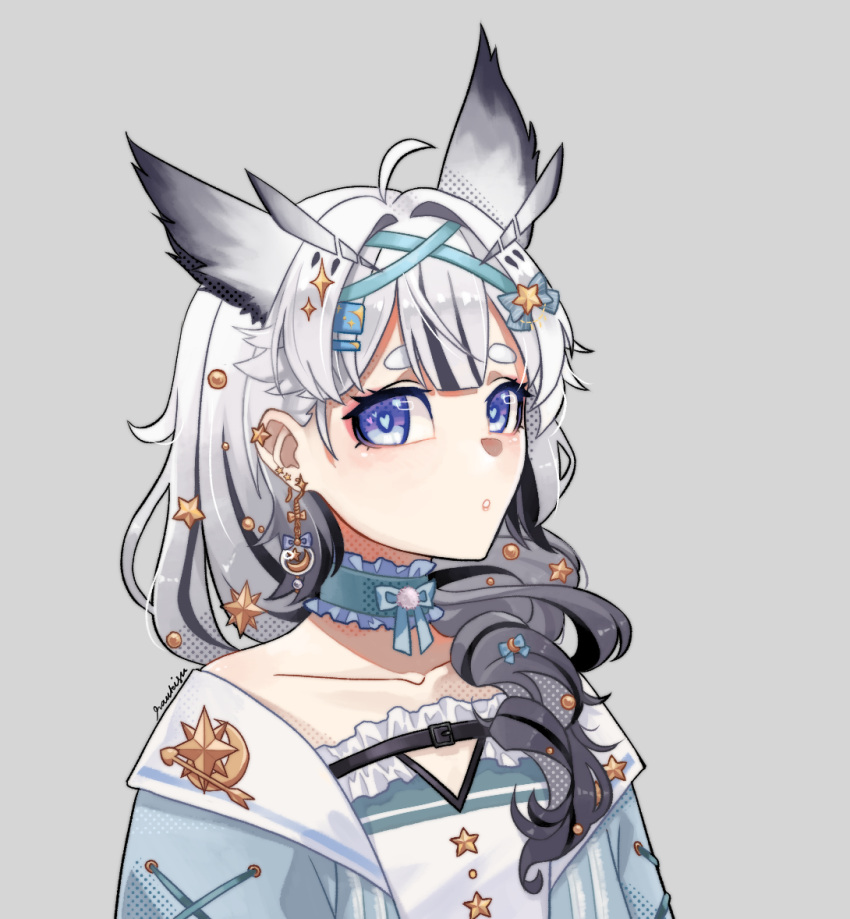 1girl, bird, breasts, choker, hair_ribbon, indie_virtual_youtuber, looking_at_viewer, mikazuki_silvi