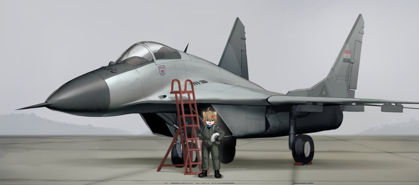 1girl, aircraft, airplane, animal_ear_fluff, animal_ears, black_footwear, black_gloves, boots