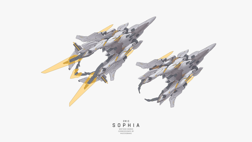 aircraft, character_name, cross_ange, from_below, grey_background, highres, no_humans, original