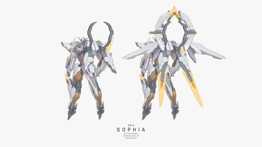 character_name, clenched_hands, commission, cross_ange, english_commentary, full_body, grey_background, highres