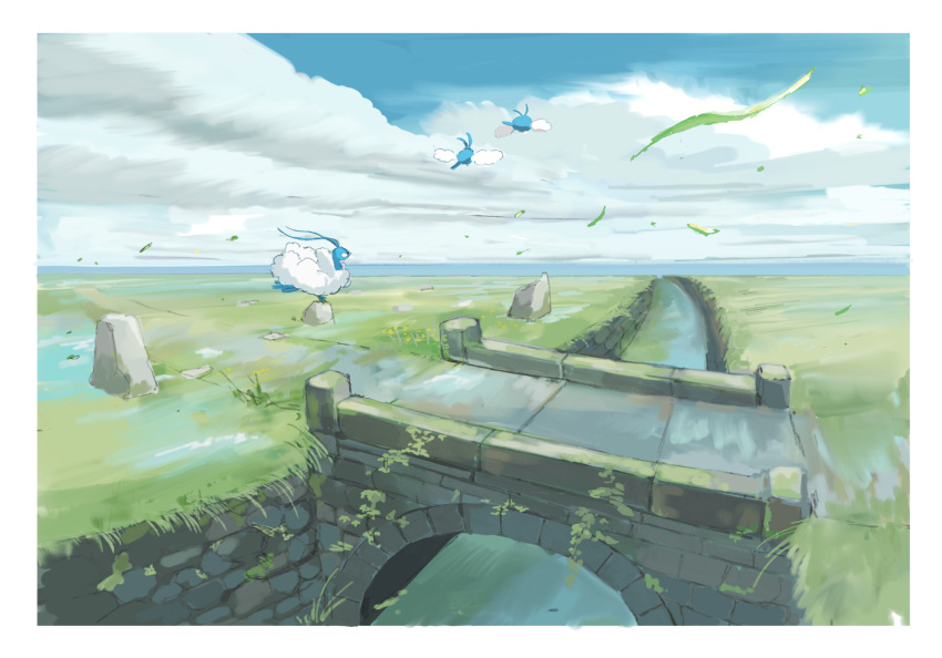 altaria, border, bridge, canal, clouds, commentary_request, day, evolutionary_line