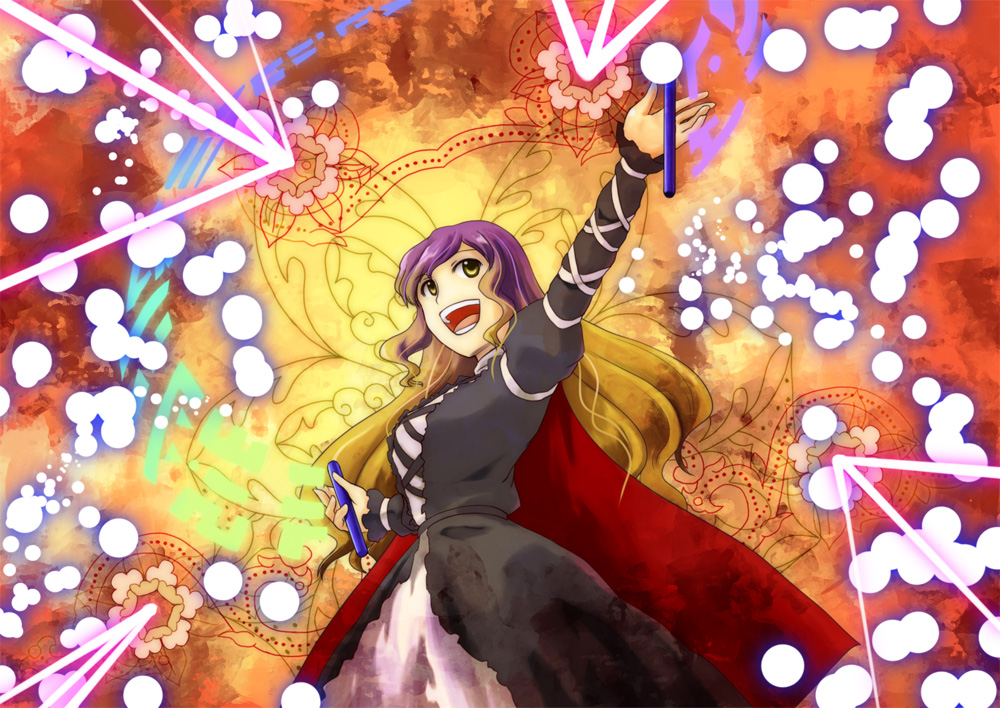 danmaku, dress, duntv, gradient_hair, hijiri_byakuren, long_hair, multicolored_hair, scroll