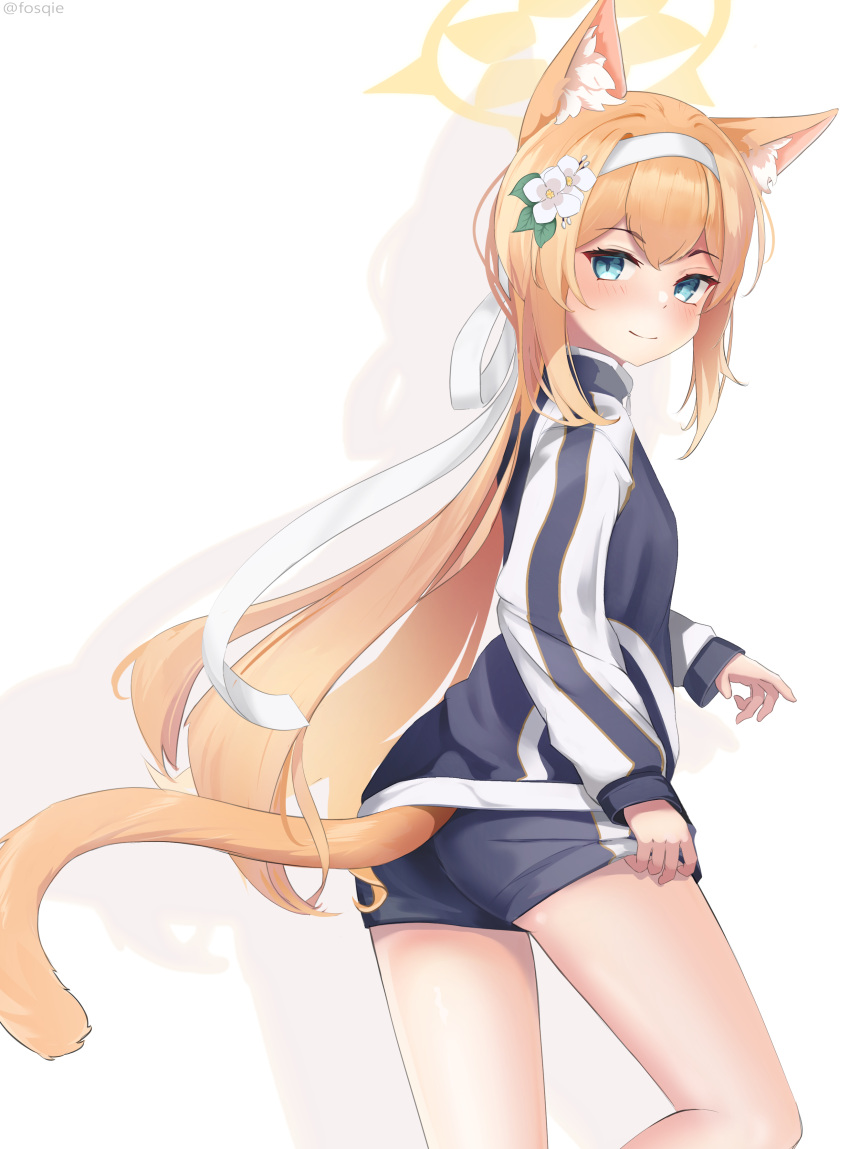 1girl, absurdres, adjusting_clothes, adjusting_shorts, animal_ears, ass, back, blue_archive