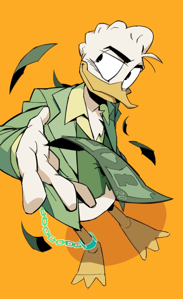 1boy, dollar_bill, ducktales, gladstone_gander, gloves, green_jacket, green_shirt, jacket
