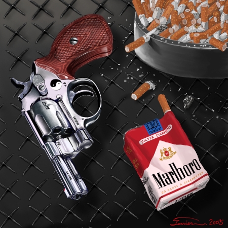 2005, ashtray, cigarette, cigarette_butt, cigarette_pack, copyright_name, diamond_plate, english_text