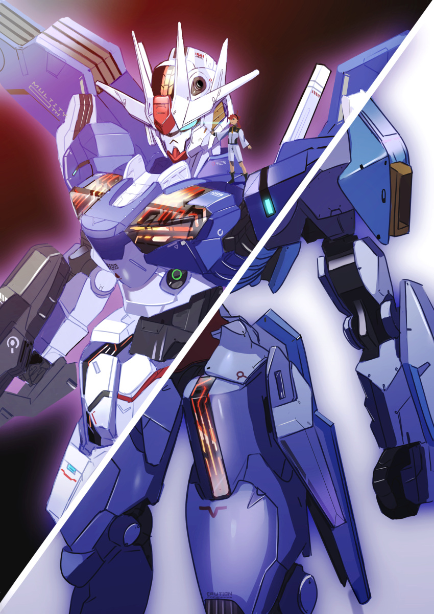 1girl, absurdres, aqua_eyes, asticassia_school_uniform, beam_rifle, commentary, dark_background, energy_gun