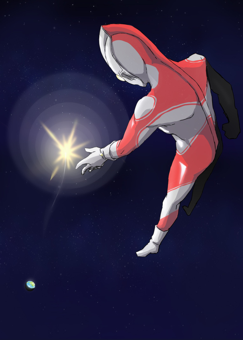 1boy, alien, bracelet, commentary_request, dan_jirou, earth_(planet), from_behind, highres