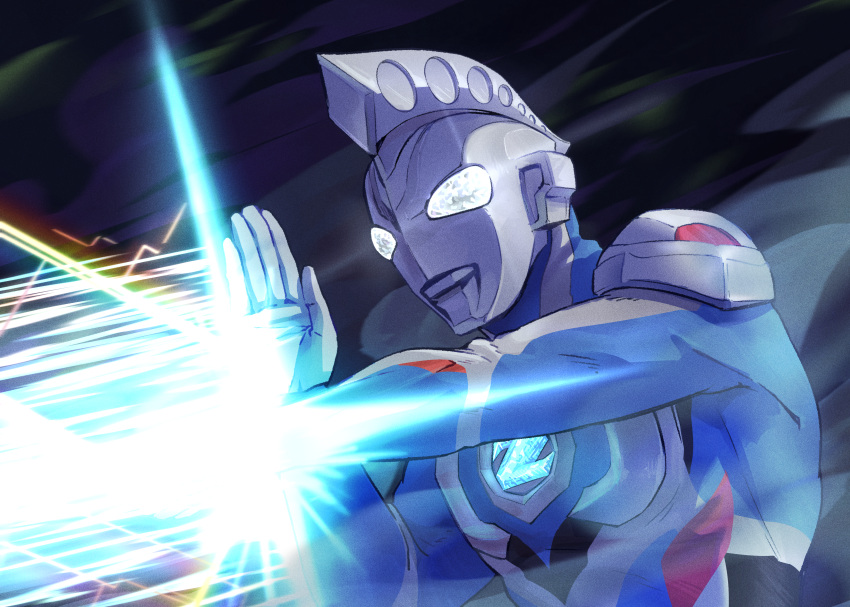 1boy, absurdres, alien, bodysuit, chopchopguy, commentary, dorsal_fin, fighting_stance