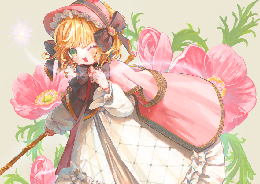 1girl, 58_(scbaby), absurdres, alternate_costume, blonde_hair, blush, bonnet, bow