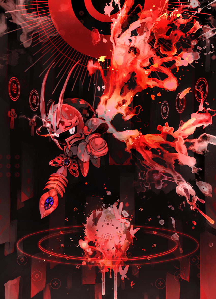 1boy, commentary_request, flying, gloves, highres, holding, holding_sword, holding_weapon