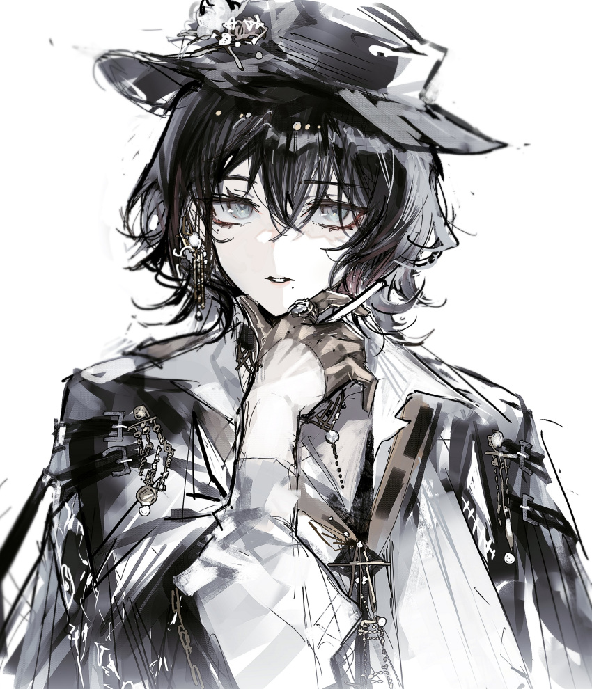 1girl, absurdres, amaia_(arknights), arknights, black_gloves, black_hair, black_headwear, black_jacket