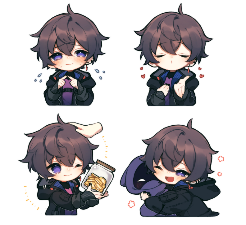 1boy, black_nails, brown_hair, emoji, indie_virtual_youtuber, jacket, long_sleeves, looking_at_viewer