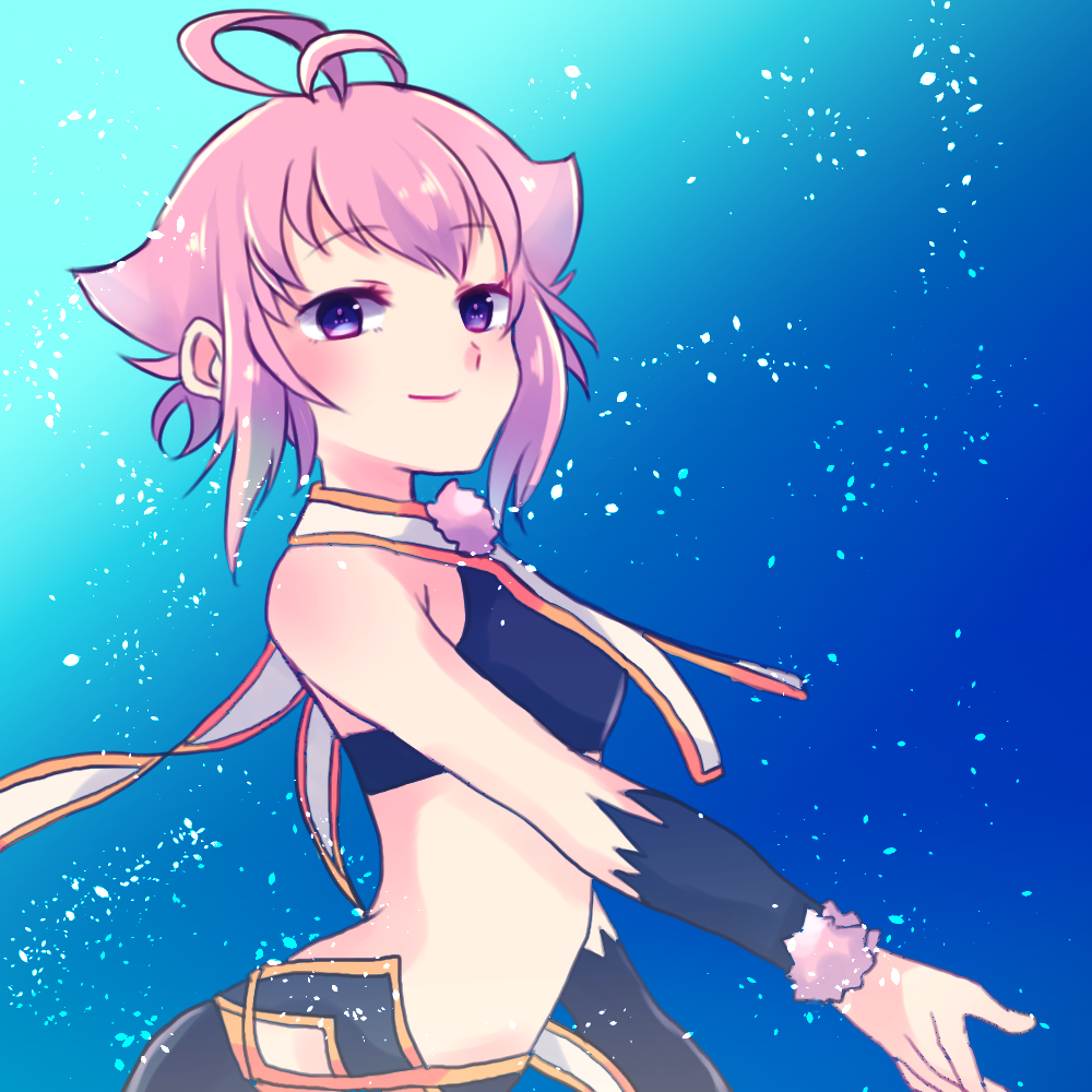 1girl, 69871, looking_at_viewer, looking_back, night, night_sky, pink_hair, purple_hair