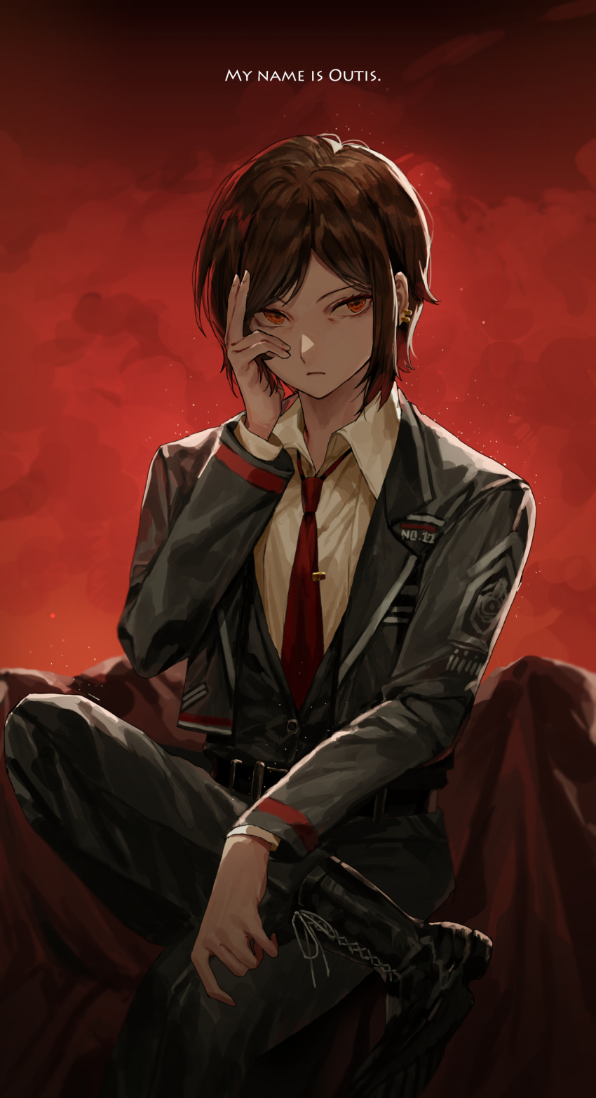 1girl, absurdres, black_jacket, black_pants, boots, brown_eyes, brown_hair, carol0905