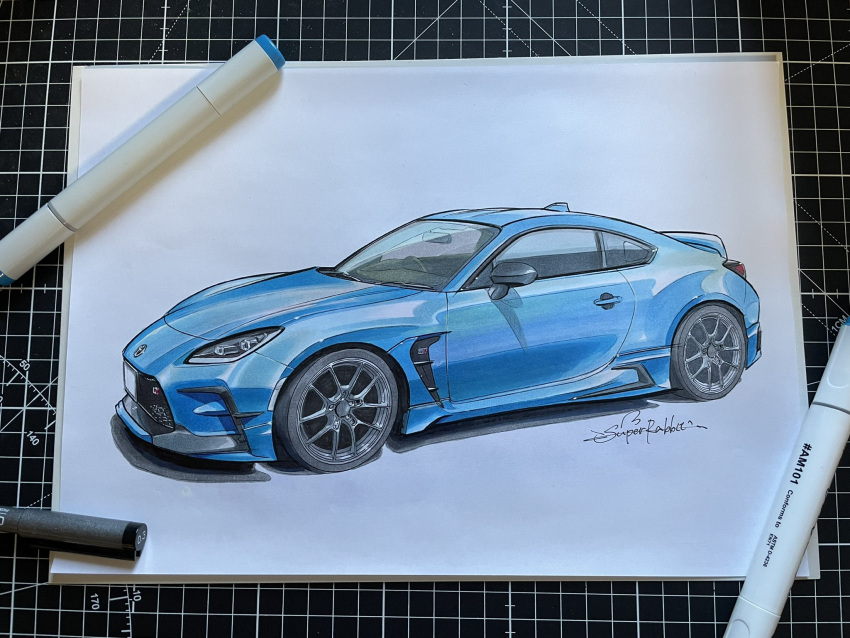 art_tools_in_frame, car, highres, marker, marker_(medium), motor_vehicle, no_humans, original