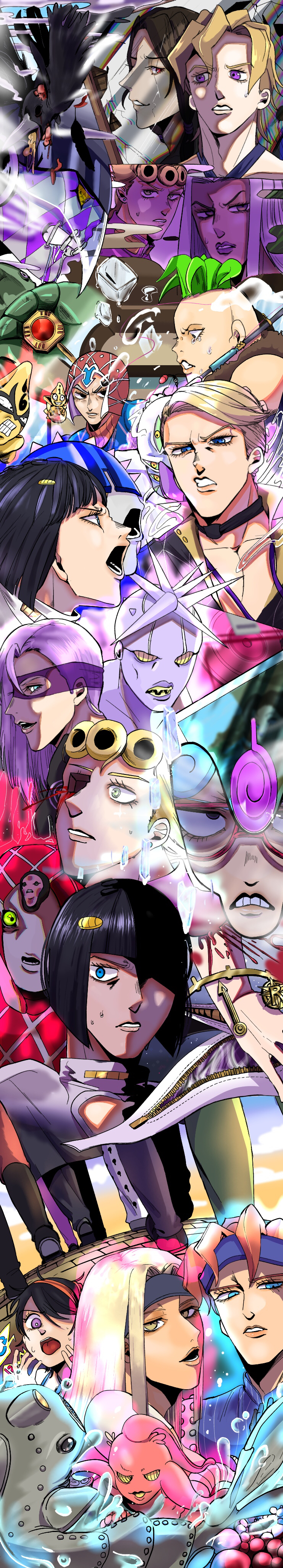 418monami, absurdres, aura, beach_boy_(stand), bird, blood, bruno_bucciarati, bullet