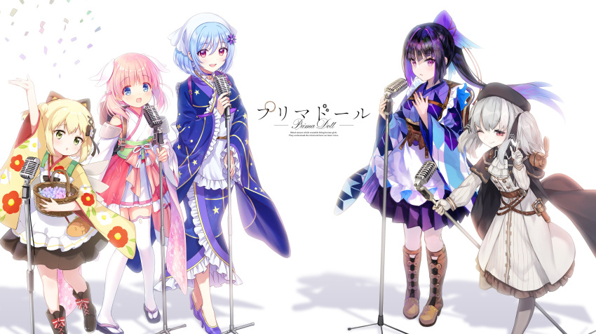 5girls, absurdres, black_hair, blonde_hair, blue_eyes, closed_mouth, fuzichoco, gekka_(prima_doll)