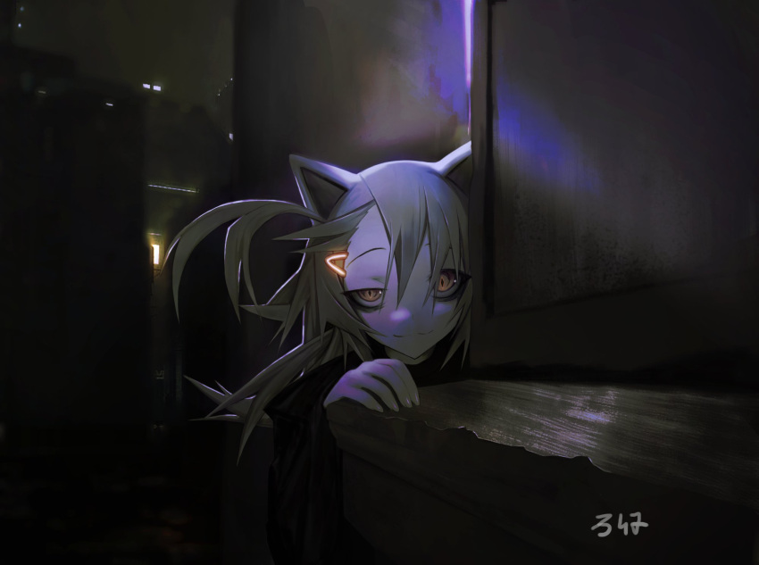 1girl, animal_ears, brown_eyes, cat_ears, cat_girl, city, highres, original