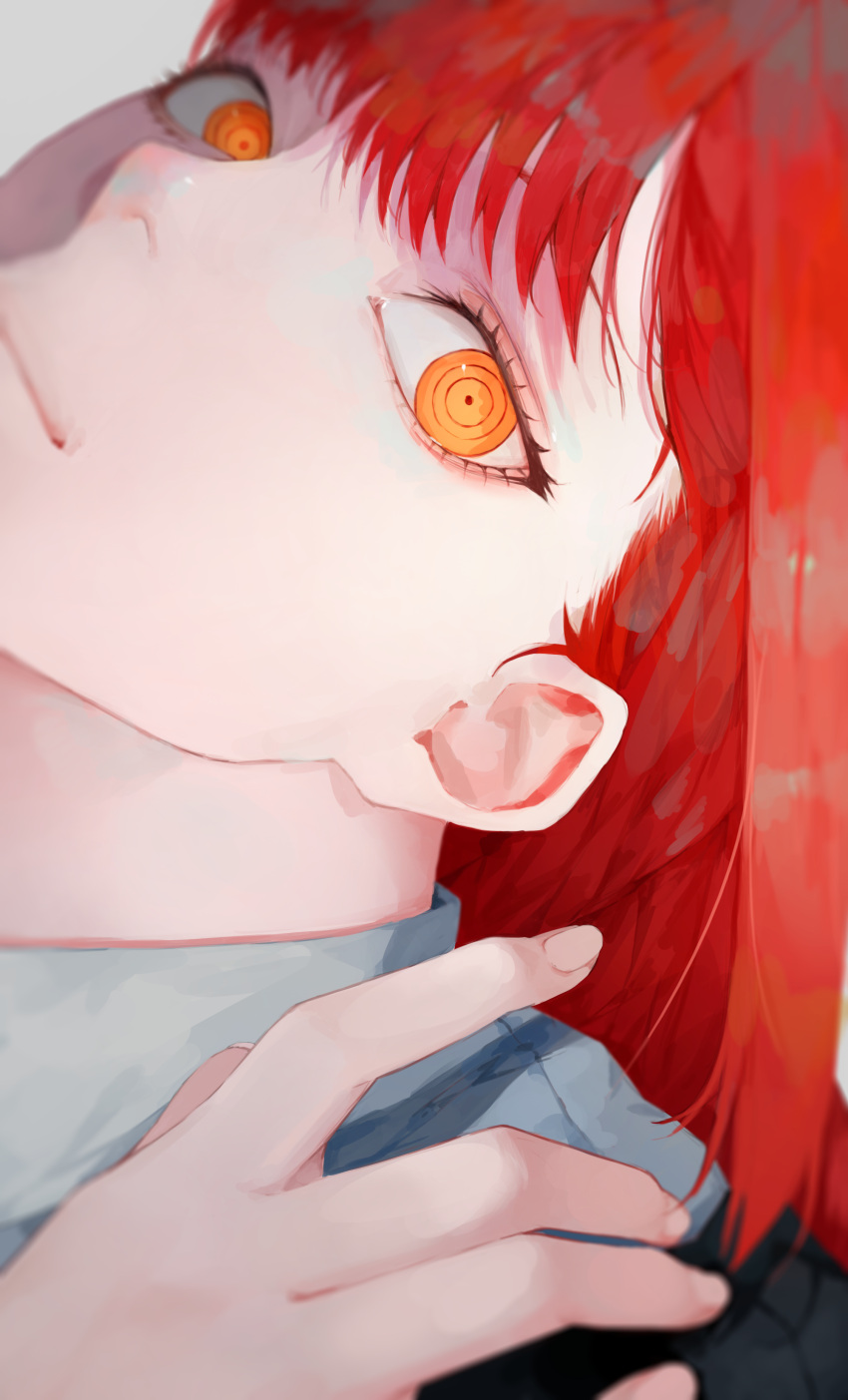 1girl, absurdres, black_jacket, braid, braided_ponytail, chainsaw_man, collared_shirt, formal