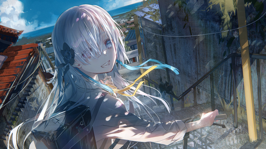 1girl, absurdres, alternate_costume, bag, bicycle, bicycle_basket, blue_eyes, blue_hair