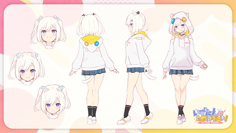 1girl, animal_ears, black_choker, black_socks, blue_eyes, choker, etotama, ferret