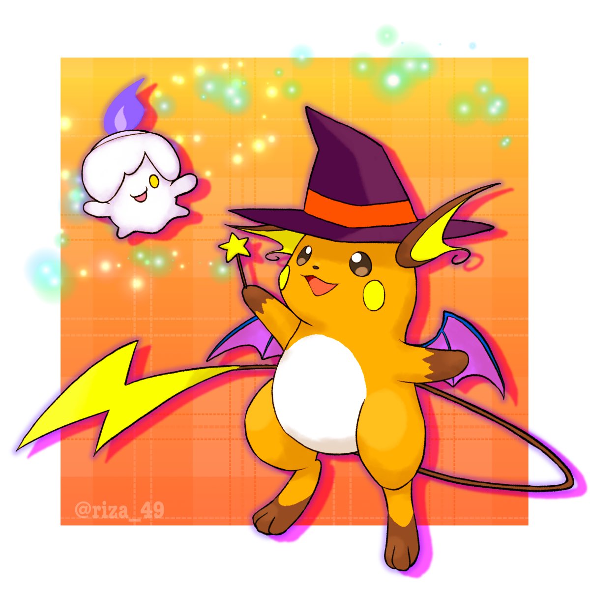 :d, border, bright_pupils, brown_eyes, clothed_pokemon, commentary_request, fire, flame