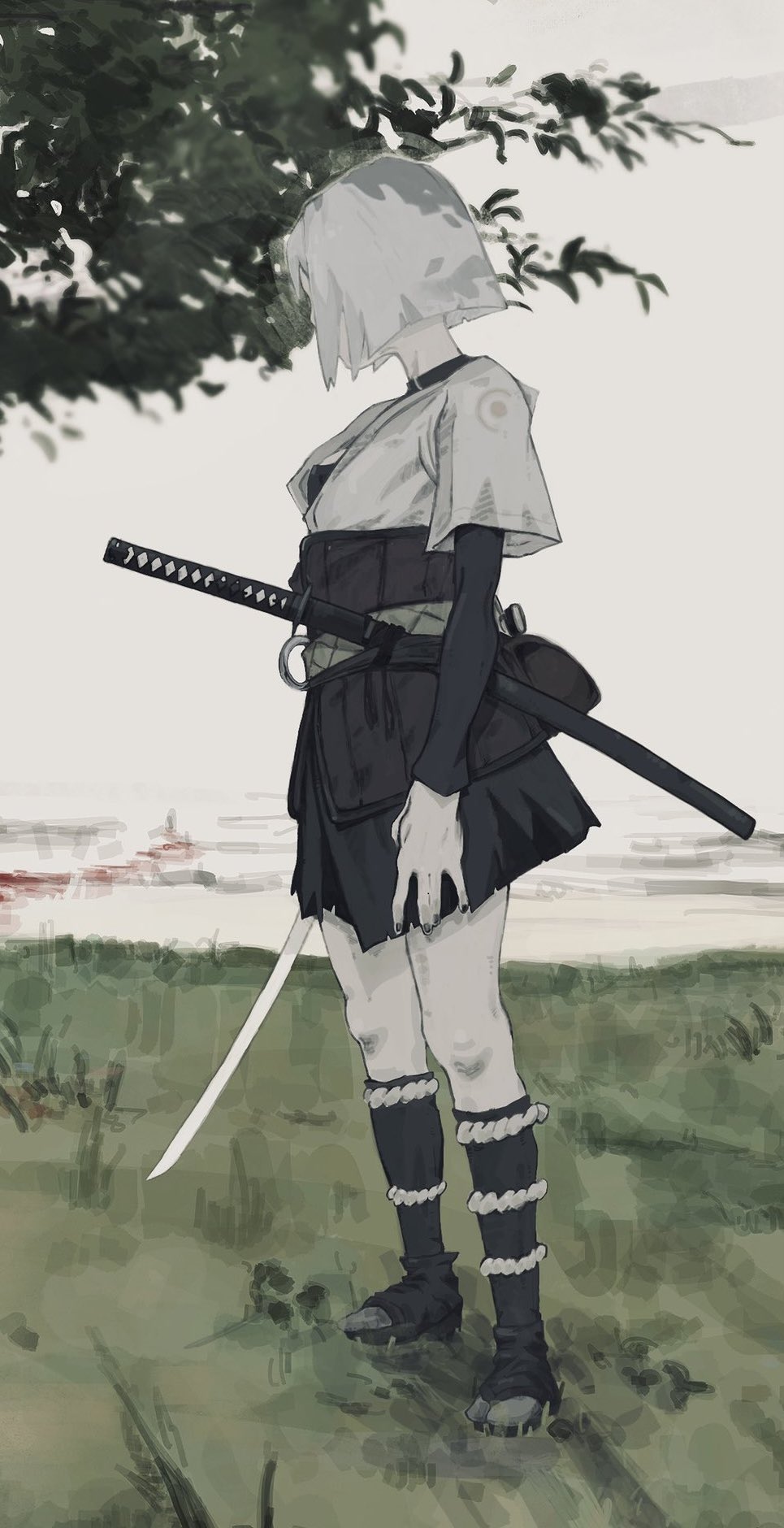 1girl, \||/, bchan1582, belt, black_nails, black_skirt, black_socks, blunt_ends