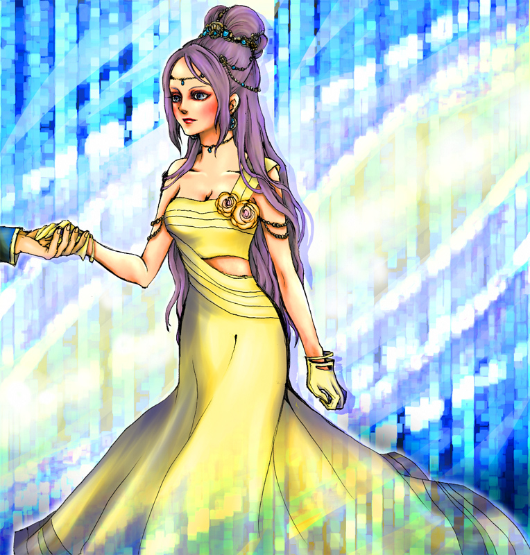 blue_eyes, dress, earrings, faris_scherwiz, final_fantasy, final_fantasy_v, flower, gloves
