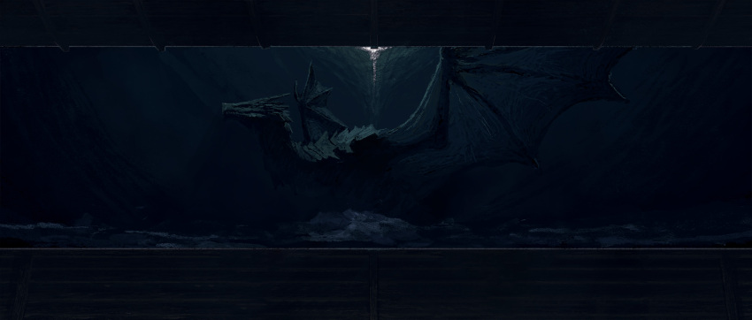 black_theme, dark, dragon, dragon_horns, dragon_wings, fantasy, highres, horns