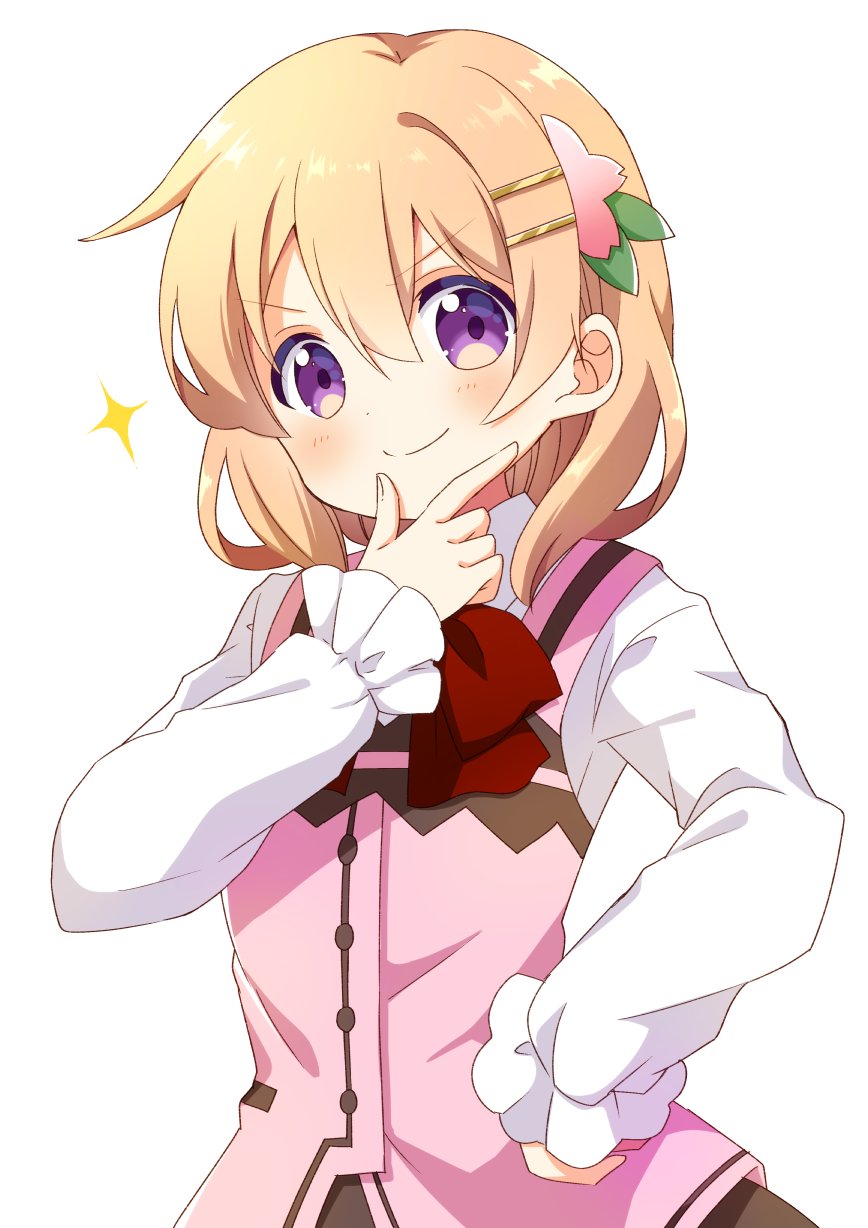 1girl, blonde_hair, blush, brown_skirt, closed_mouth, commentary_request, frills, gochuumon_wa_usagi_desu_ka?