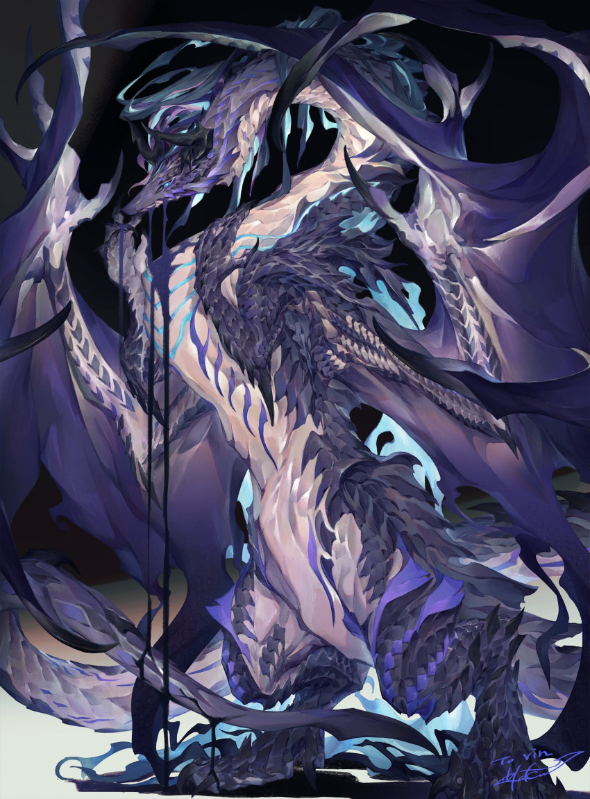 absurdres, blue_eyes, claws, commission, dragon, dragon_claw, dragon_horns, dragon_wings